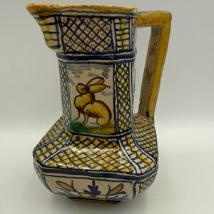 Vintage Ceramic Hand Painted Pottery Art  Animal Pitcher